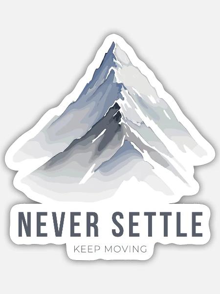 Niemals zufrieden sein - Sticker Größe S (10 x 10 cm) - Mattweiß