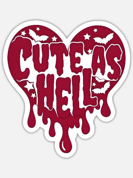 Cute as Hell Herz Design - Sticker Größe S (10 x 10 cm) - Mattweiß