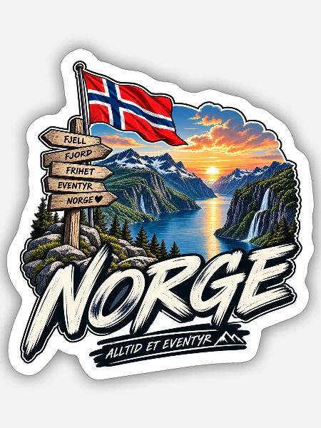 Norwegen - Sticker Größe S (10 x 10 cm) - Mattweiß
