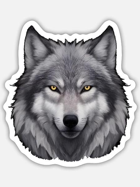 Wolf Kopfporträt - Sticker Größe S (10 x 10 cm) - Mattweiß