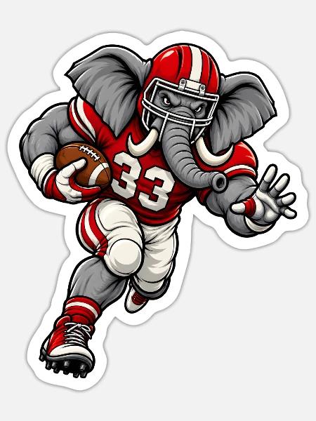 Elefant beim American Football - Sticker Größe S (10 x 10 cm) - Mattweiß