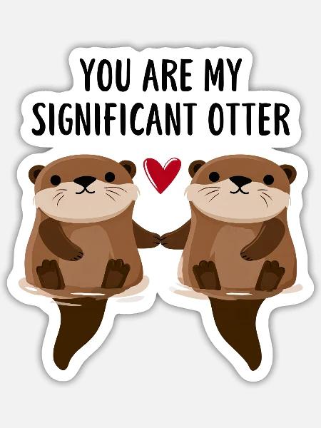 Otterliebe im Doppelpack - Sticker Größe S (10 x 10 cm) - Mattweiß