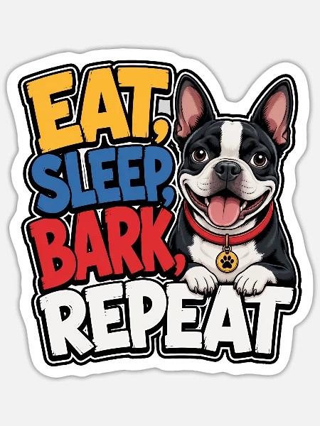Boston Terrier - Sticker Größe S (10 x 10 cm) - Mattweiß