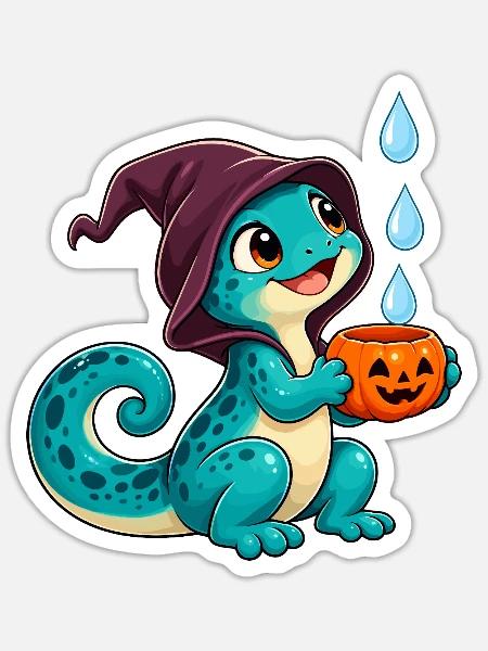 Kuscheldino Halloween Kürbis - Sticker Größe S (10 x 10 cm) - Mattweiß