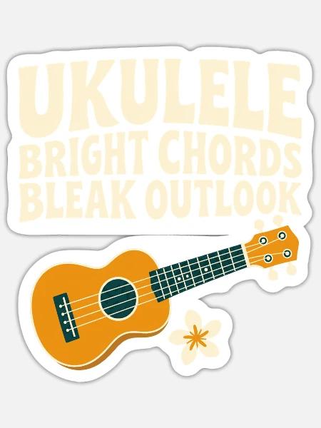 Lustiger Ukulele-spieler Dunkler Humor - Sticker Größe S (10 x 10 cm) - Mattweiß