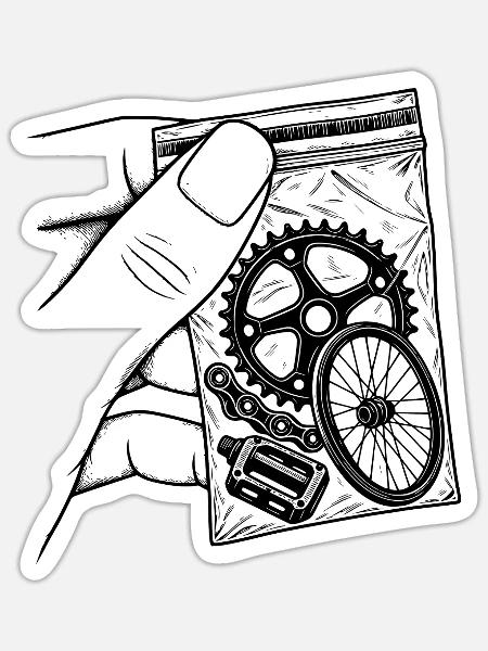 Addiction Cycling Bike – Fixie MTB-Teilebeutel - Sticker Größe S (10 x 10 cm) - Mattweiß