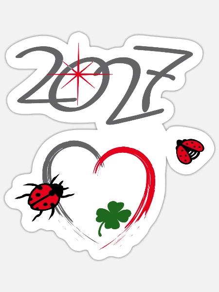 Neujahr 2027 Glücksdesign - Sticker Größe S (10 x 10 cm) - Mattweiß