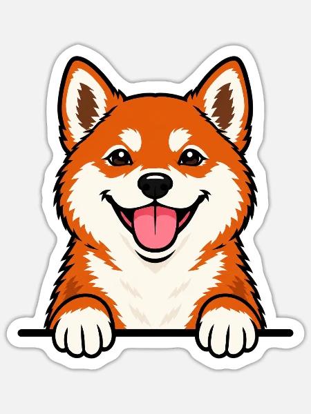 Shiba Inu - Sticker Größe S (10 x 10 cm) - Mattweiß