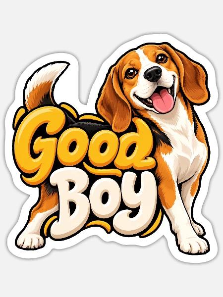 Beagle - Sticker Größe S (10 x 10 cm) - Mattweiß