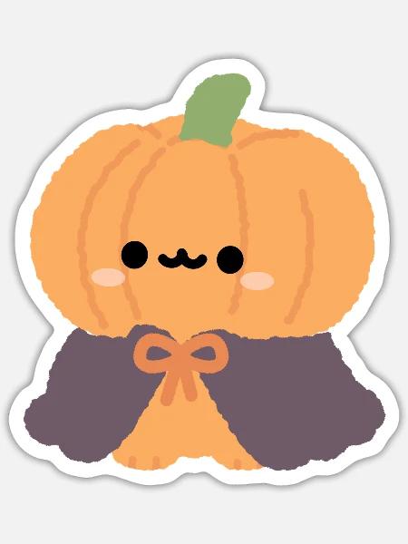 Chibi Kürbis-Cape-Plüsch - Sticker Größe S (10 x 10 cm) - Mattweiß
