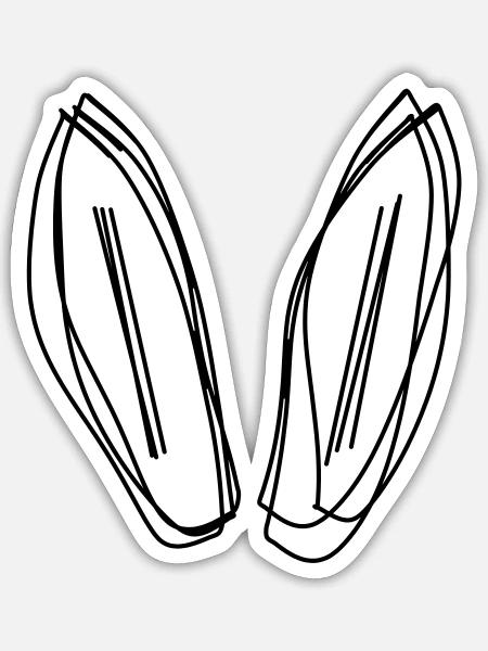 Hasenohren handgezeichnet - Sticker Größe S (10 x 10 cm) - Mattweiß