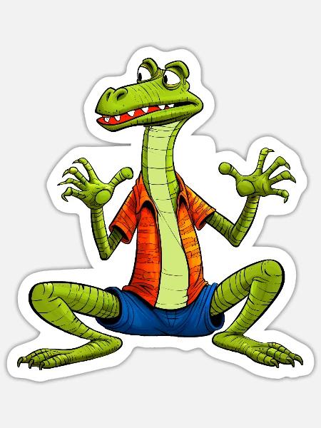 Eidechsen Yoga - Sticker Größe S (10 x 10 cm) - Mattweiß