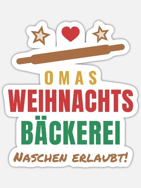 Omas Weihnachtsbäckerei – Naschen erlaubt - Sticker Größe S (10 x 10 cm) - Mattweiß