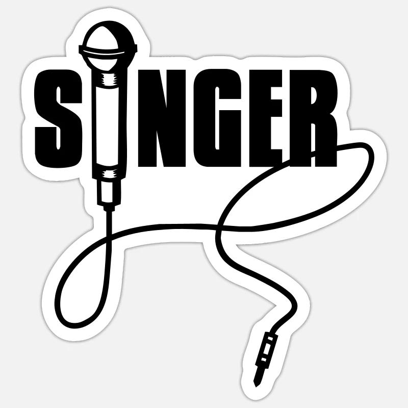 singer - Sticker taille S (10 x 10 cm) - blanc mat