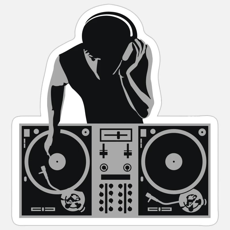 dj - deejay - Sticker Größe S (10 x 10 cm) - Mattweiß