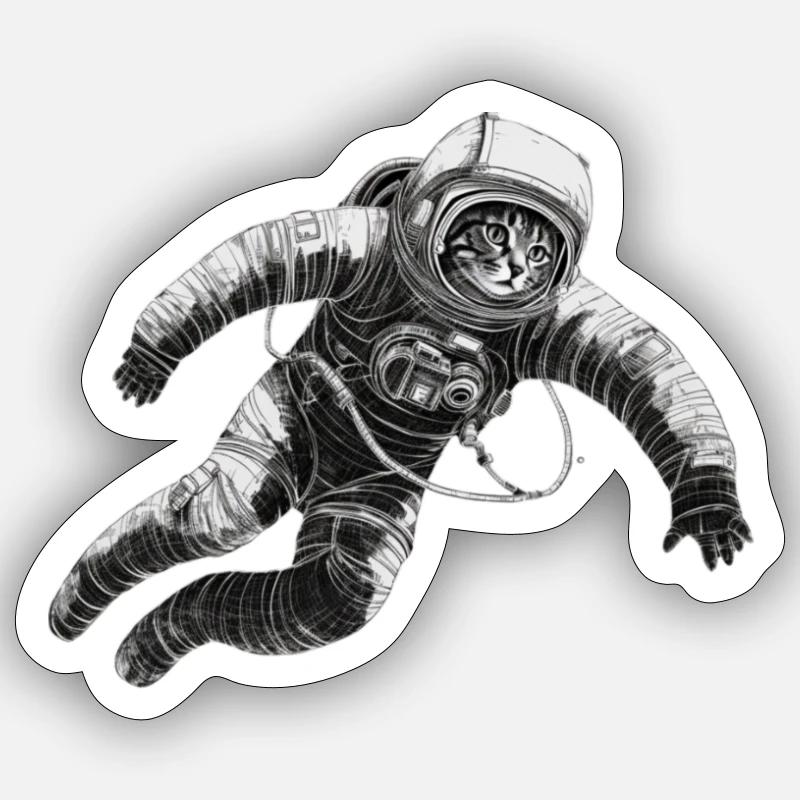 Astronaut Cat - Sticker size S (10 x 10 cm) - white matte