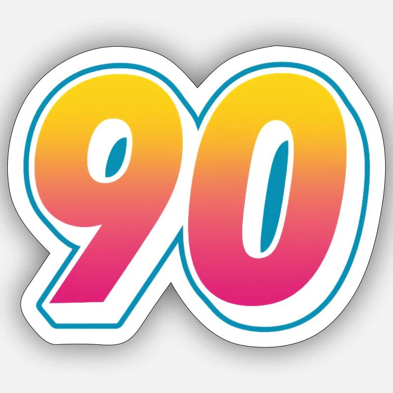 90er Gradient Jubeldesign - Sticker Größe S (10 x 10 cm) - Mattweiß