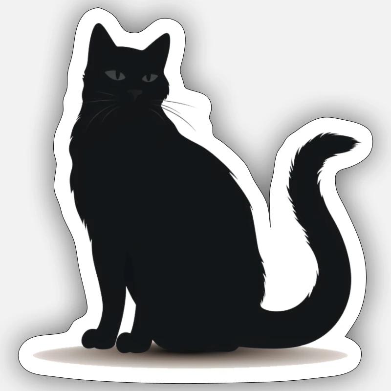 Silhouette de chat noir espiègle Sticker taille S (10 x 10 cm)