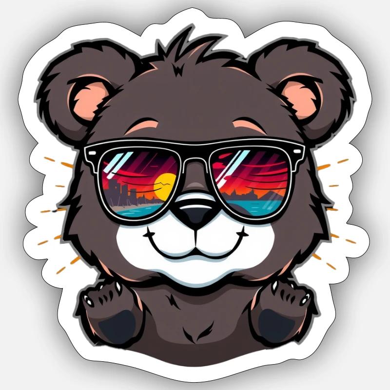 Cool Bear - Sticker Größe S (10 x 10 cm) - Mattweiß