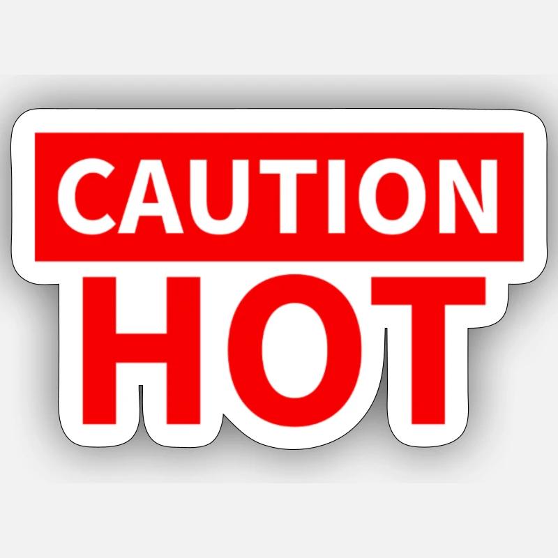 CAUTION HOT red - Sticker size S (10 x 10 cm) - white matte