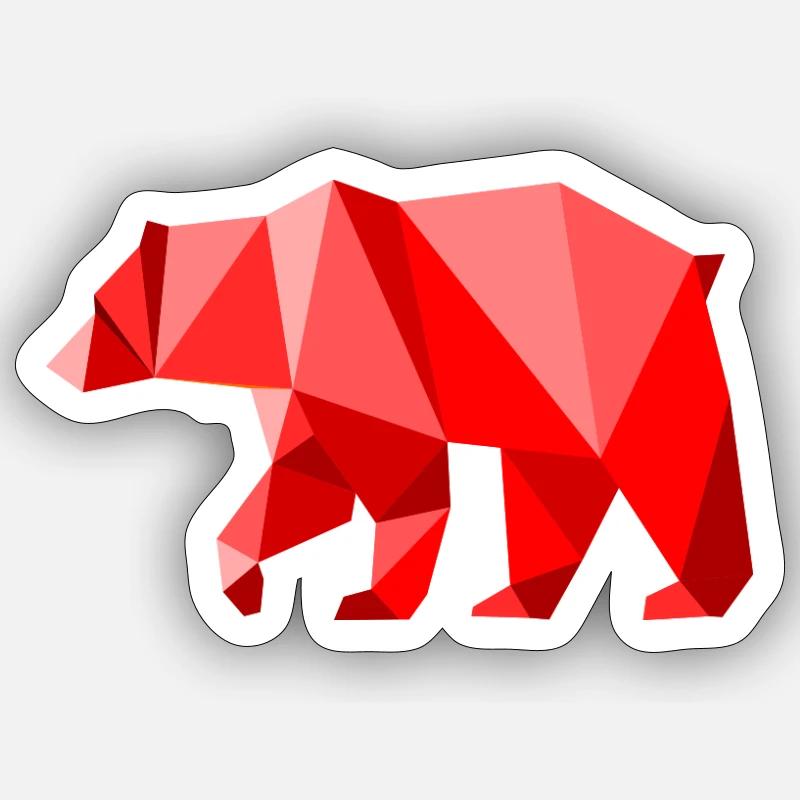 Roter Lowpoly-Bär Sticker Größe S (10 x 10 cm)