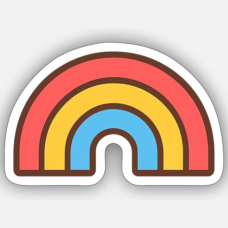 Arc-en-Ciel rétro éclatant - Sticker taille S (10 x 10 cm) - blanc mat
