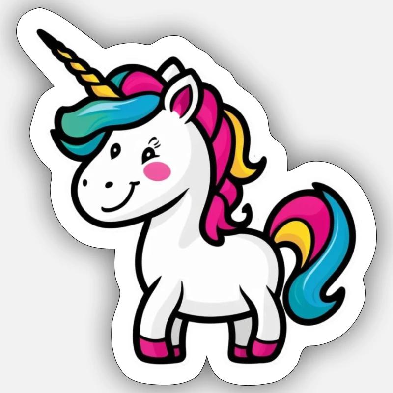 Licorne - Sticker taille S (10 x 10 cm) - blanc mat