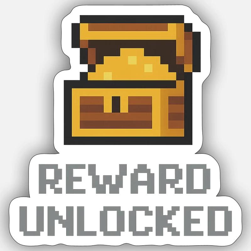 Pixel Chest Reward Unlocked - Sticker size S (10 x 10 cm) - white matte