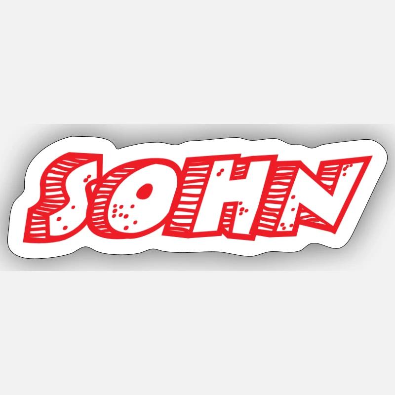 Sohn Retro Comic Buchstaben Design - Sticker Größe S (10 x 10 cm) - Mattweiß