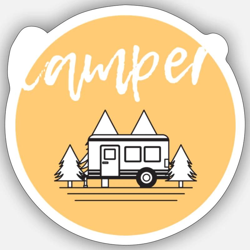 Campeurs - Sticker taille S (10 x 10 cm) - blanc mat