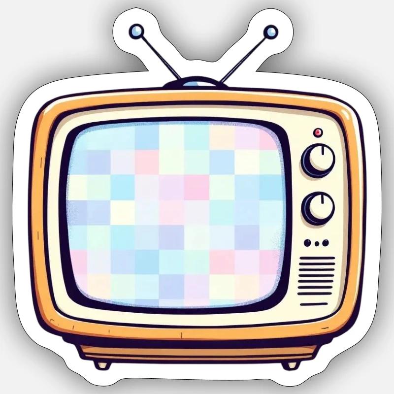 Retro TV - Sticker Größe S (10 x 10 cm) - Mattweiß