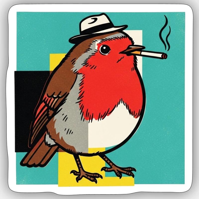 Robin Smoking Sticker Größe S (10 x 10 cm)