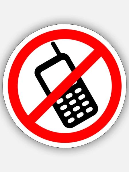 Handyverbot Mobiltelefon ausschalten - Sticker Größe S (10 x 10 cm) - Mattweiß