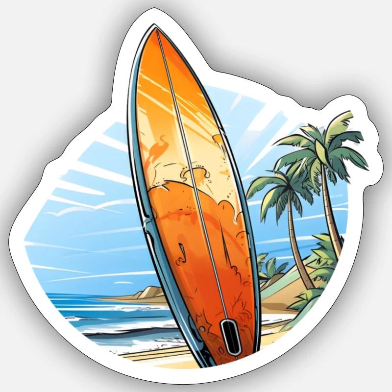 Planche de surf - Sticker taille S (10 x 10 cm) - blanc mat