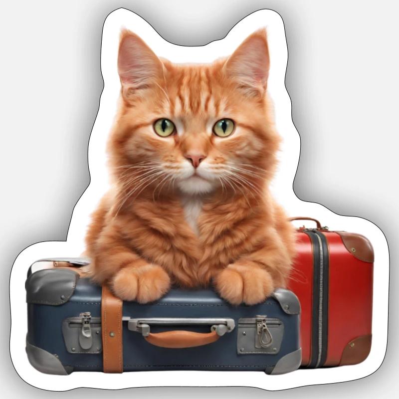 Chat de voyage #2 Sticker taille S (10 x 10 cm)