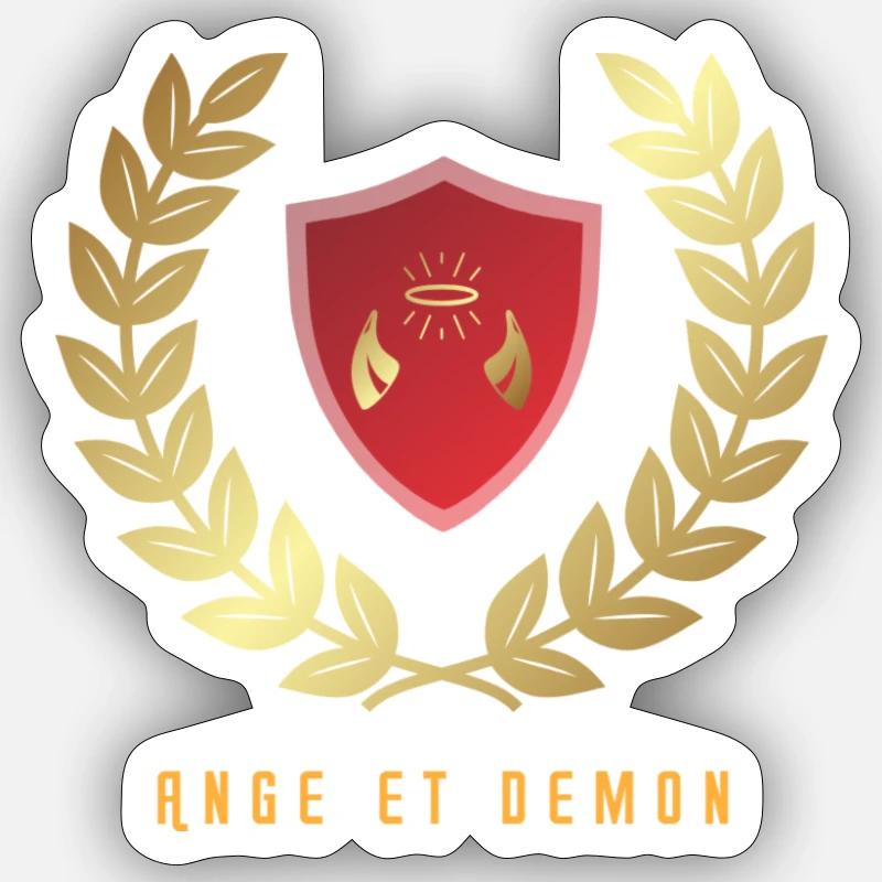 Engel und Dämon - Sticker Größe S (10 x 10 cm) - Mattweiß