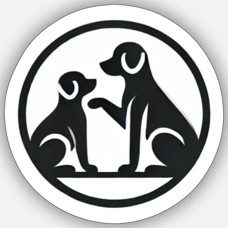 2 chiens Sticker taille S (10 x 10 cm)