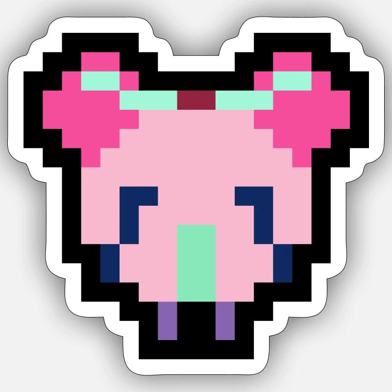 Pixel Maus - Sticker Größe S (10 x 10 cm) - Mattweiß