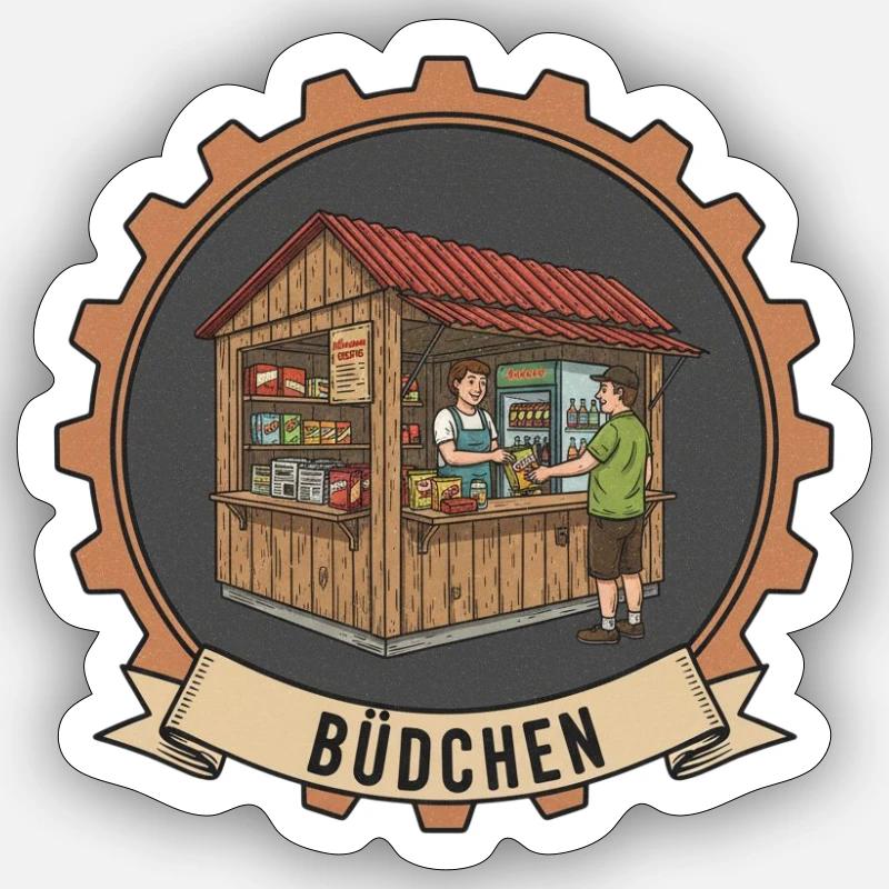 Büdchen sales booth illustration Sticker size S (10 x 10 cm)
