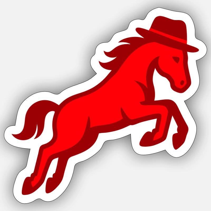 Cheval cabré avec chapeau cavalier élégant Sticker taille S (10 x 10 cm)