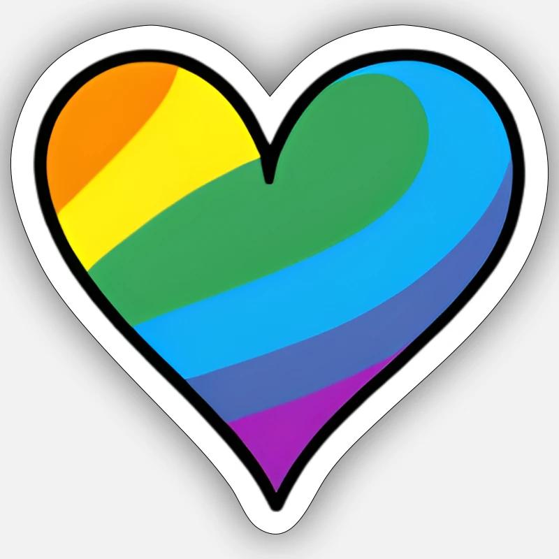 Regenbogenherz Pride Print - Sticker Größe S (10 x 10 cm) - Mattweiß