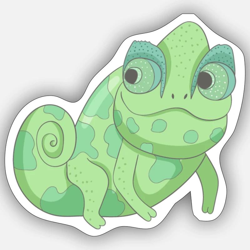 Green Chameleon - Sticker size S (10 x 10 cm) - white matte