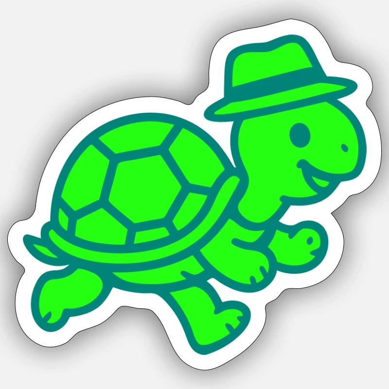Running turtle design - Sticker size S (10 x 10 cm) - white matte