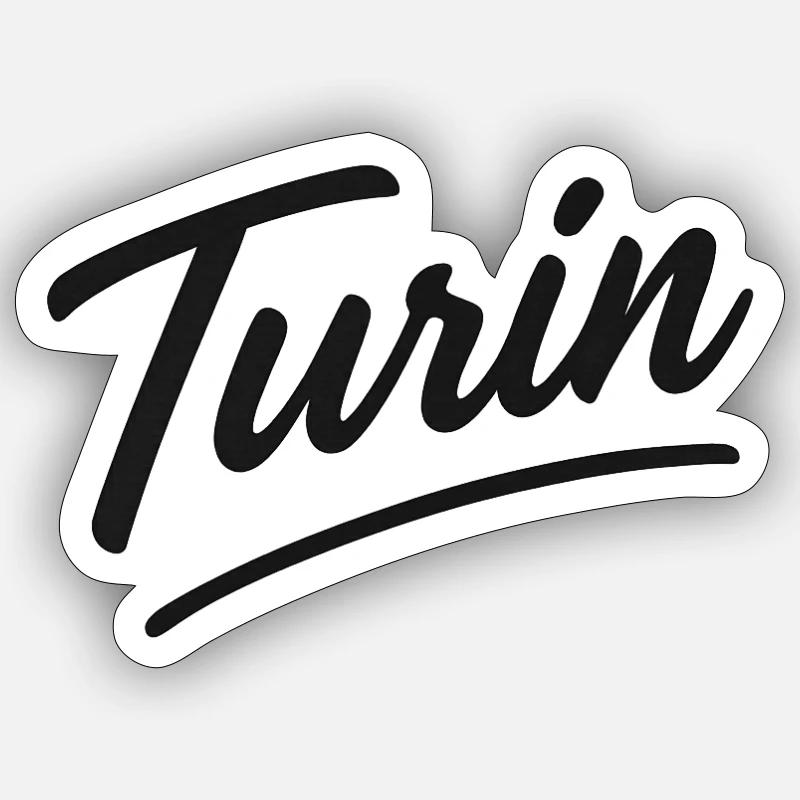 Lettrage à la main en écriture de Turin Sticker taille S (10 x 10 cm)