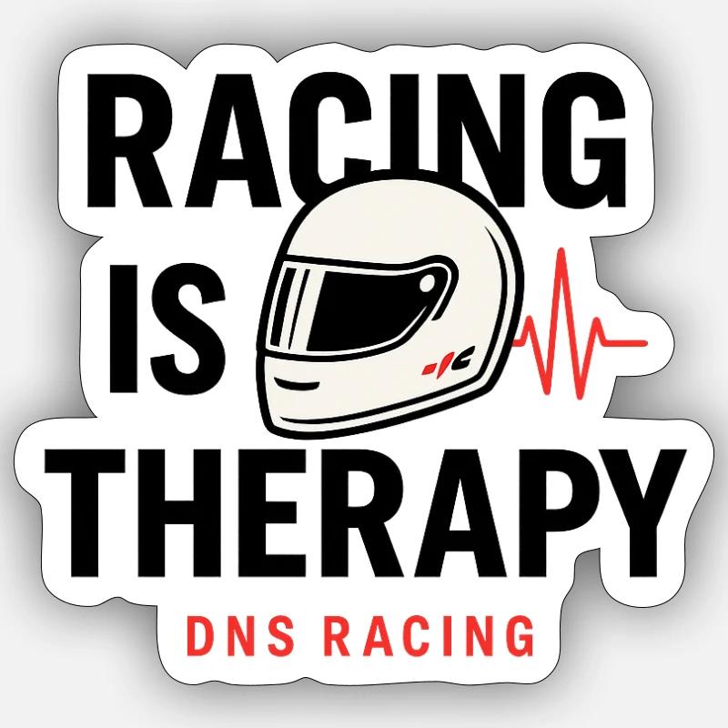 Racing Is Therapy Helmet Graphic - Sticker size S (10 x 10 cm) - white matte