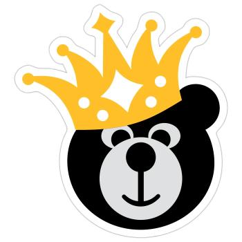 BÄR mit KRONE - Sticker Größe S (10 x 10 cm) - Mattweiß - Vorne