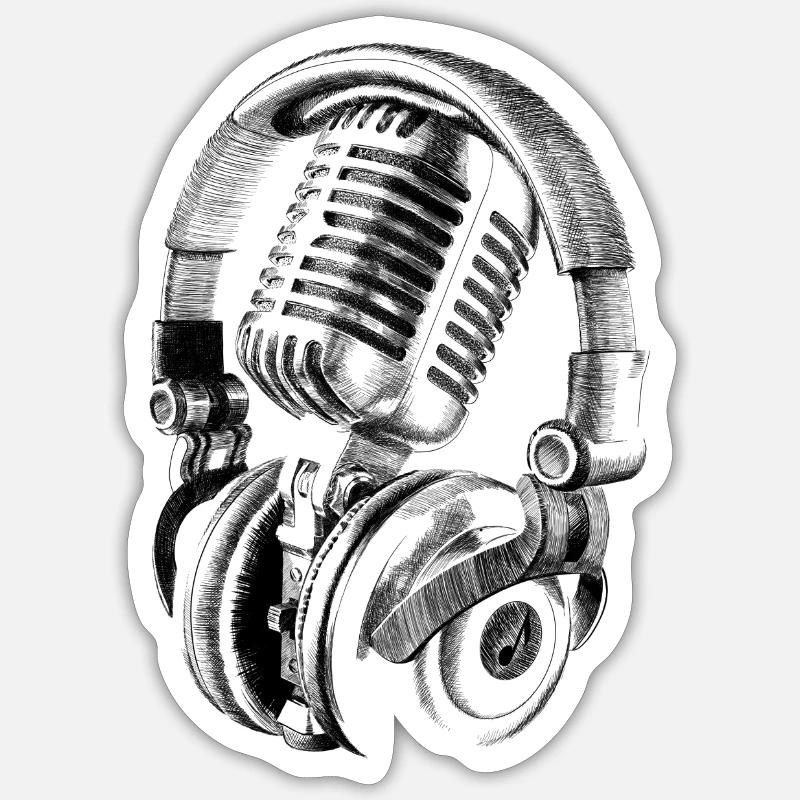 Microphone - Sticker taille S (10 x 10 cm) - blanc mat