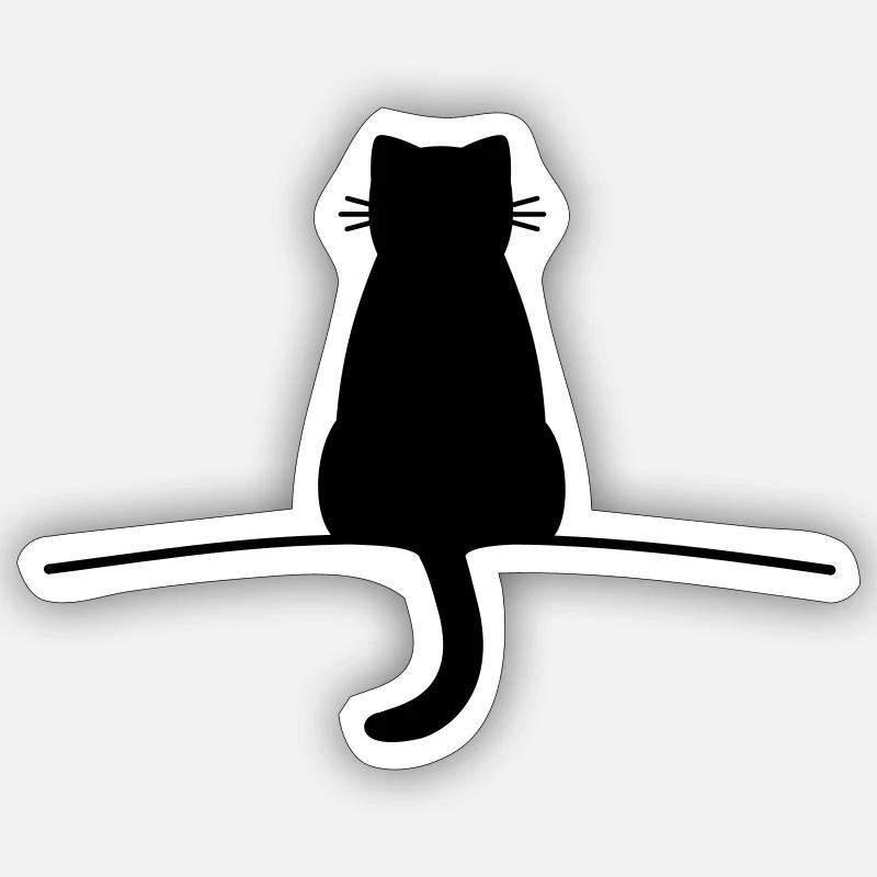 Chat chat minimal - Sticker taille S (10 x 10 cm) - blanc mat