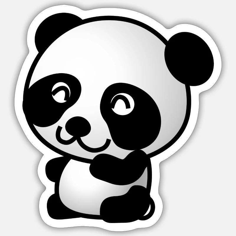 Mignon Panda - Sticker taille S (10 x 10 cm) - blanc mat