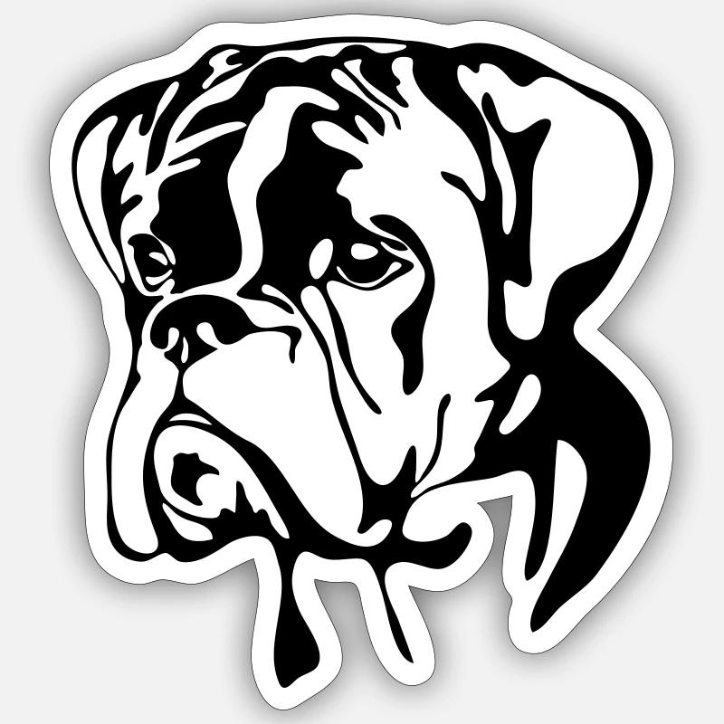 BOXER PORTRAIT Wilsigns chien chiens - Sticker taille S (10 x 10 cm) - blanc mat